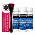 Minoxidil Kirkland 5% x3 Frascos 60ml + Dermaroller — Kit Completo