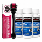 Minoxidil Kirkland 5% x3 Frascos 60ml + Dermaroller — Kit Completo