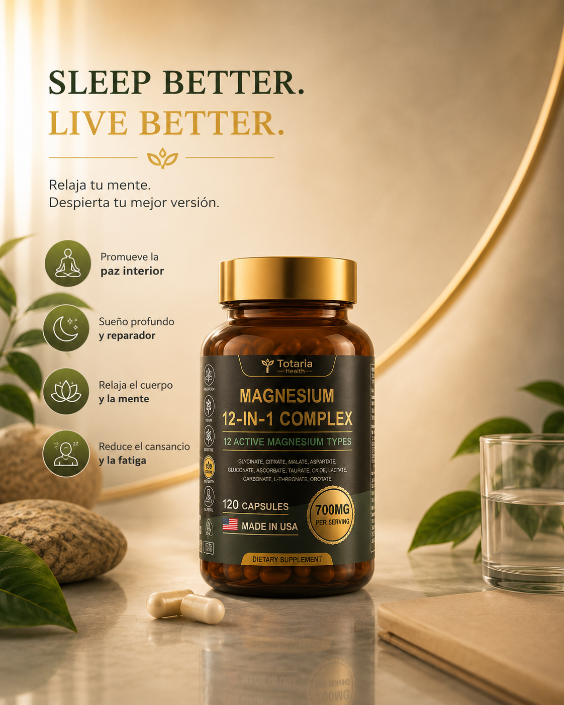 Magnesium Complex 12 en 1 Desinflama tu cuerpo. Regula tu cortisol. Recupera tu energía.