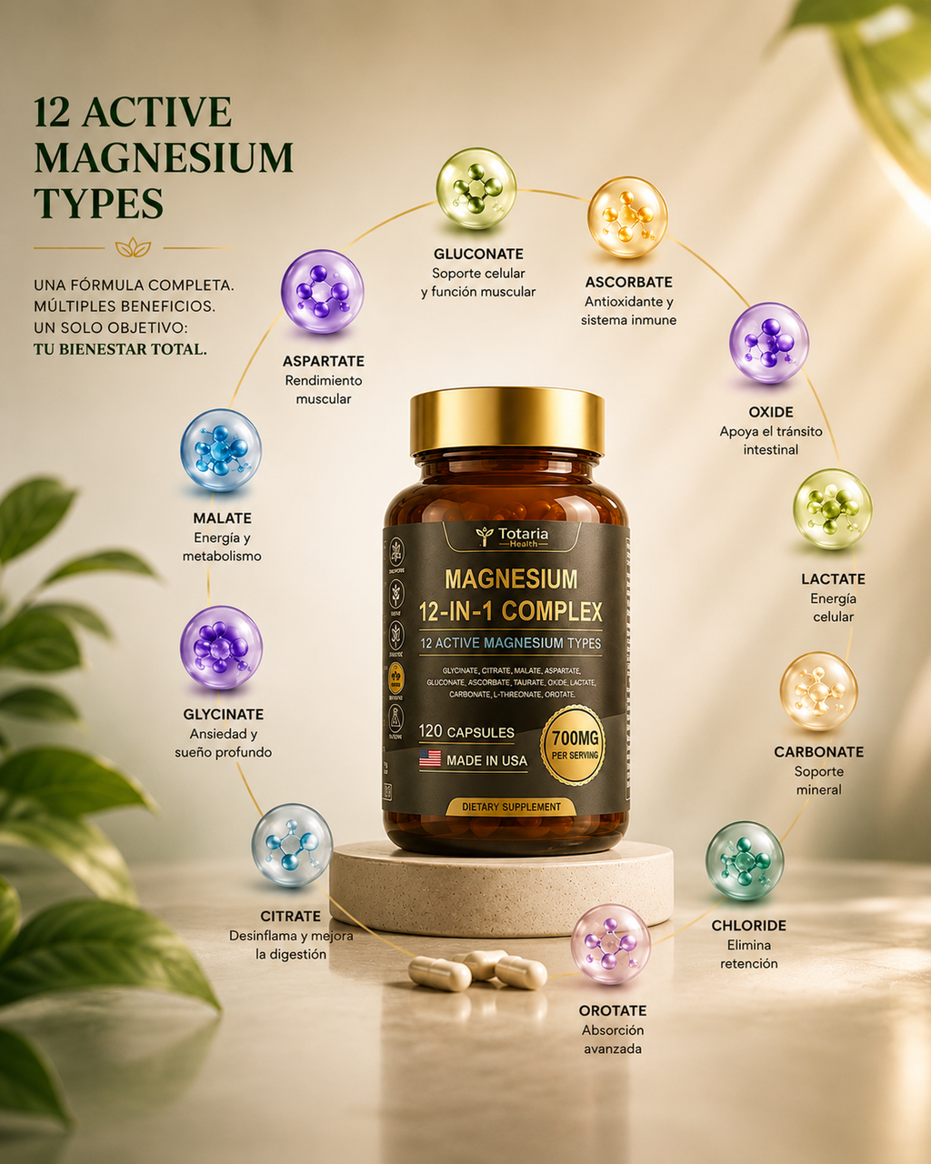 Magnesium Complex 12 en 1 Desinflama tu cuerpo. Regula tu cortisol. Recupera tu energía.