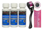 Minoxidil Kirkland 5% x3 Frascos 60ml + Dermaroller — Kit Completo