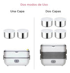 Combo Lonchera Eléctrica 2 Niveles + Taza Mezcladora Automática Recargable